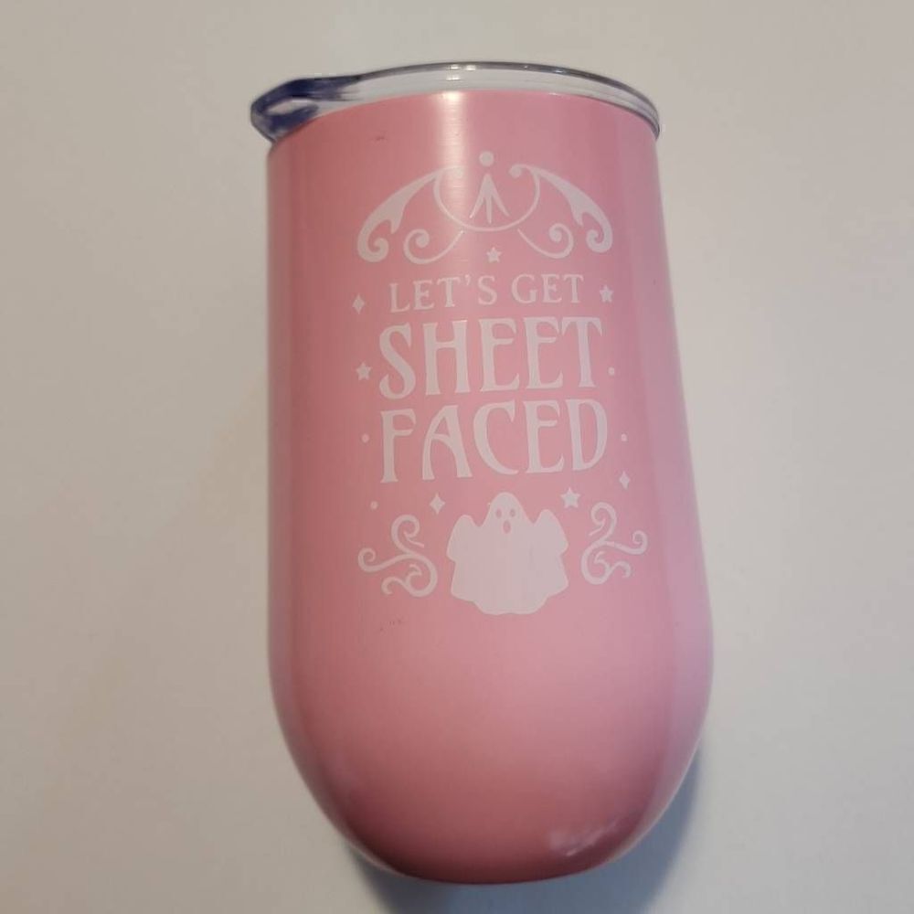 Zinny Double Walled Stainless Steel 16oz Goblet Light Pink with Graphics Let's G